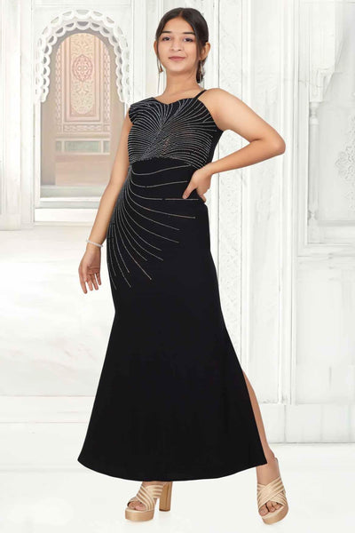 Elegant One Shoulder Rhinestone Split Thigh Formal Evening Party Dress |  Ishaanya